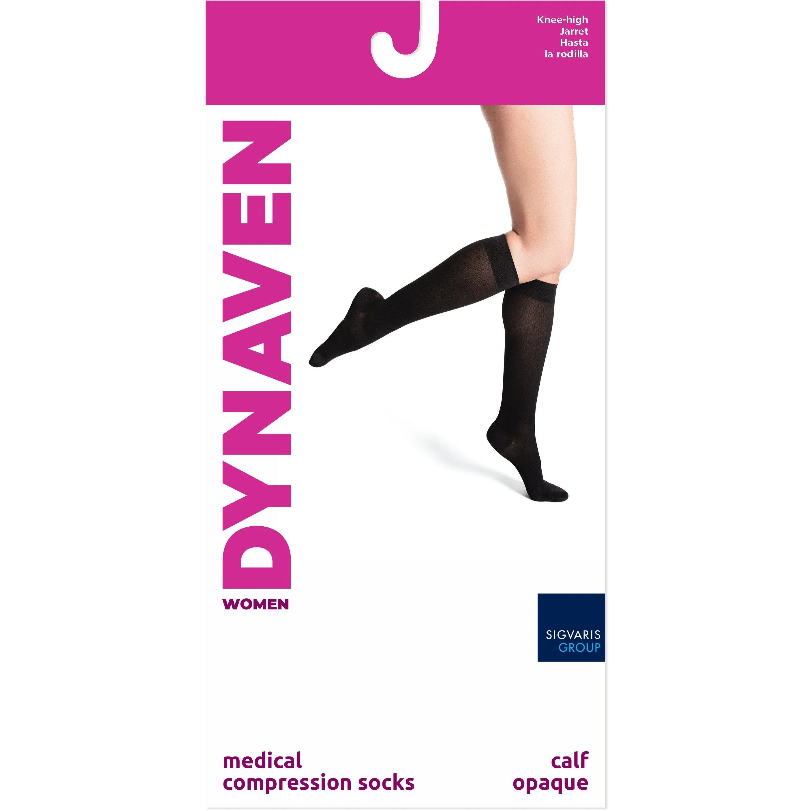 Dynaven Opaque Women's Knee High 30-40 mmHg w/ Silicone Top