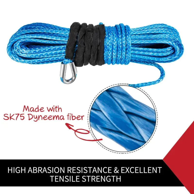 Dyneema Synthetic Winch Rope | Blue | 10mm x 30m