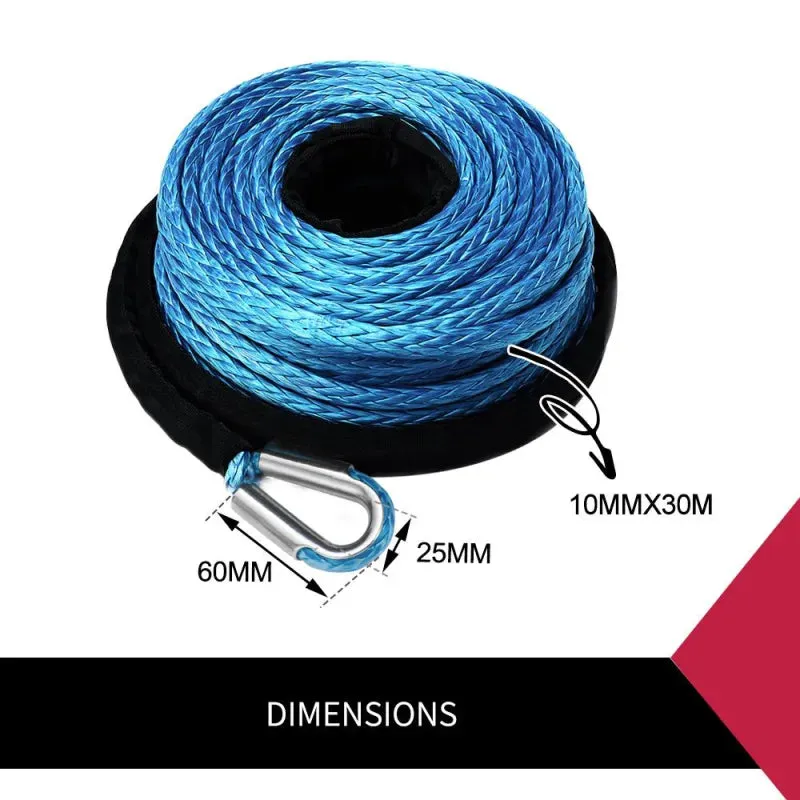 Dyneema Synthetic Winch Rope | Blue | 10mm x 30m