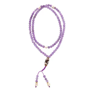 Dzi, Skull & Amethyst Mala Necklace