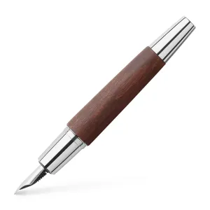 e-motion Fountain Pen, Wood & Polished Chrome - Dark Brown