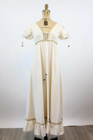 EARLY 1970s Gunne Sax CORSET SLEEVES maxi dress xs | new spring