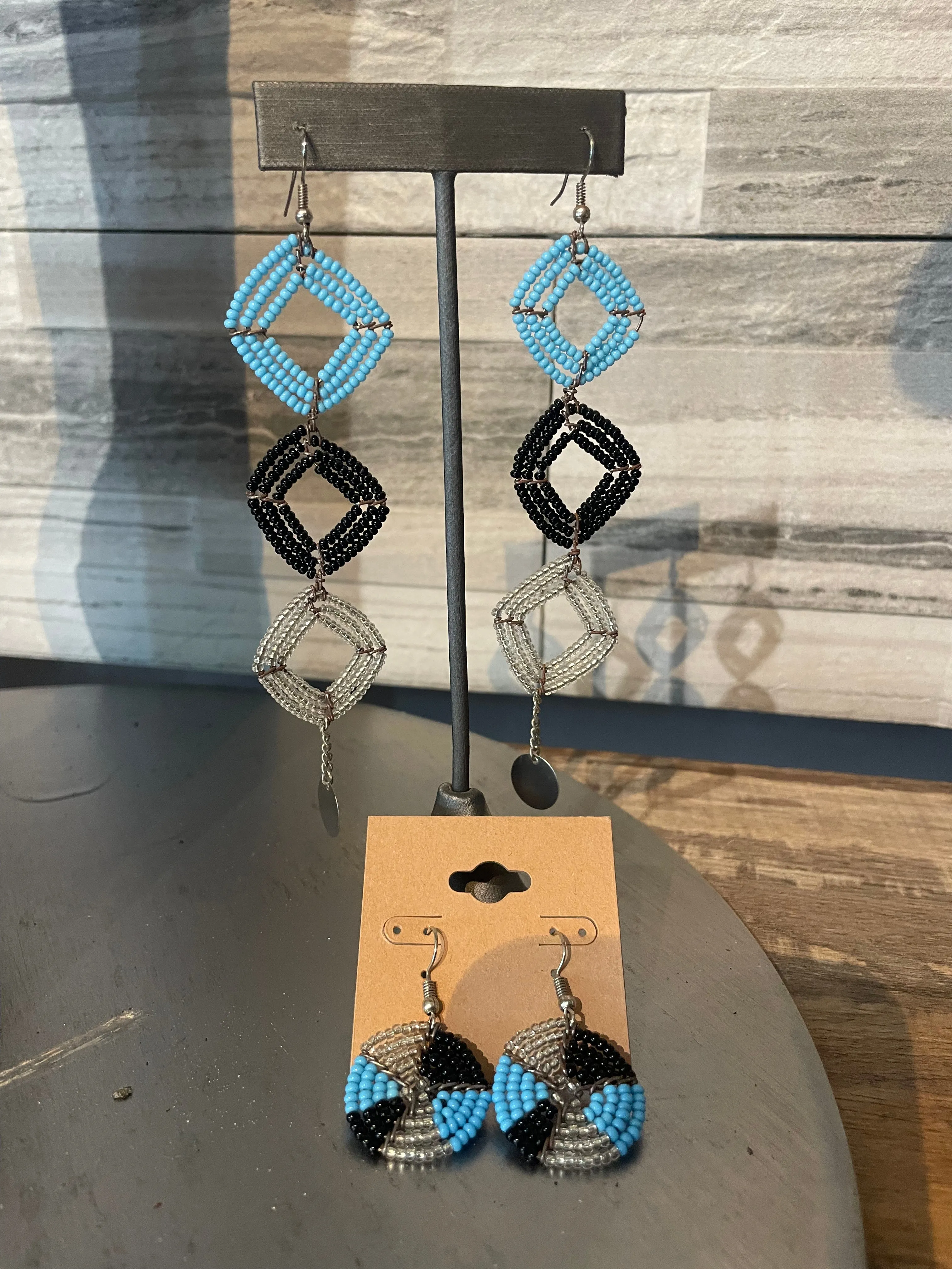 Earrings in Draga - Black/Silver/Turqouise