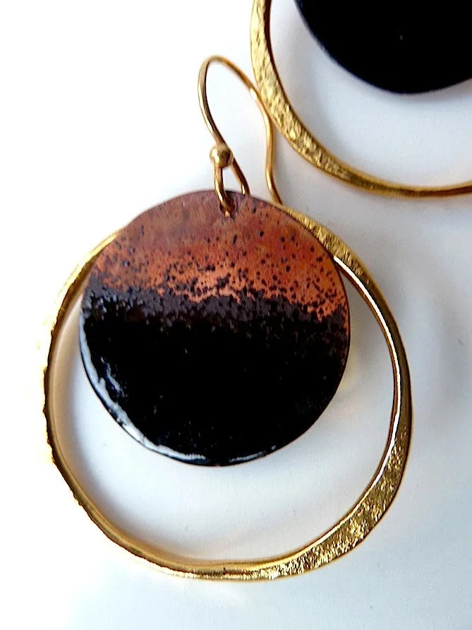 Earrings Medium Hoop Black Enamel By Sibilia