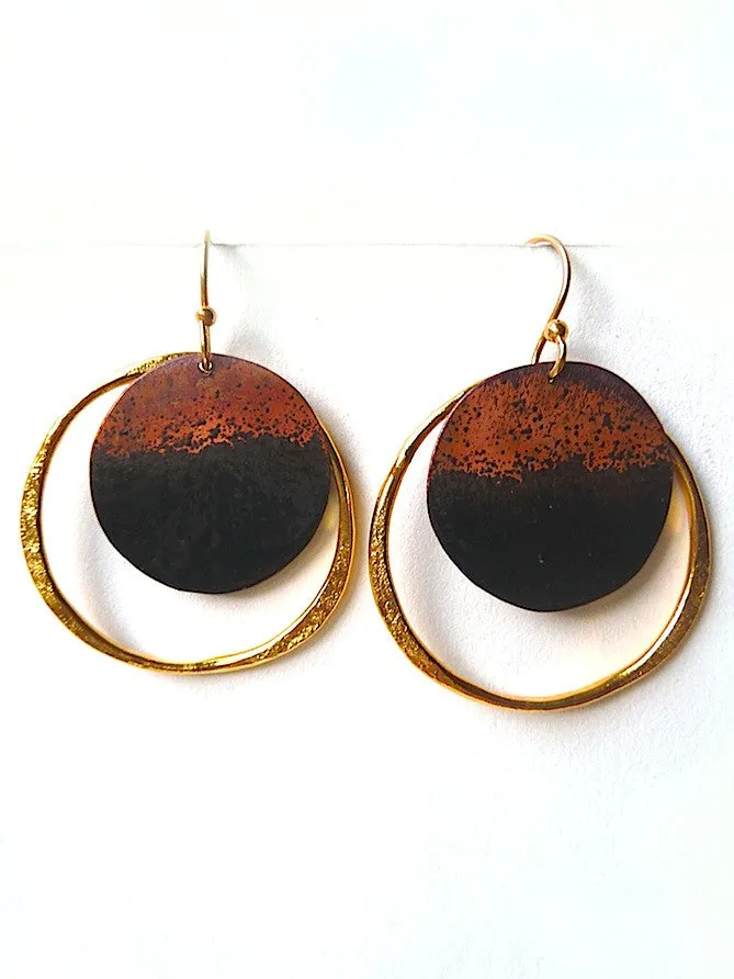 Earrings Medium Hoop Black Enamel By Sibilia