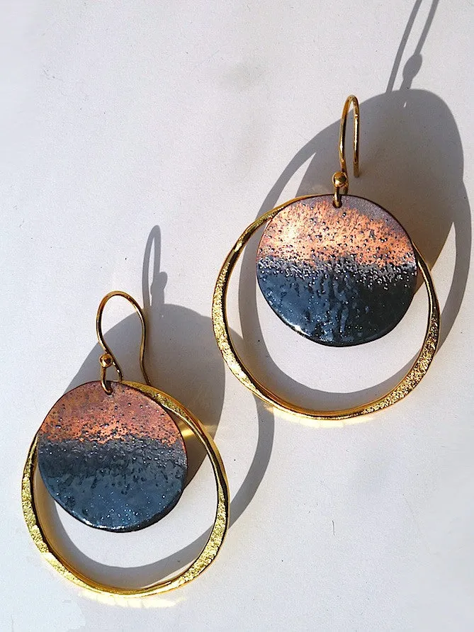 Earrings Medium Hoop Black Enamel By Sibilia