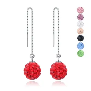 Earrings S925 Sterling Silver Crystal Ball Ear String Earrings