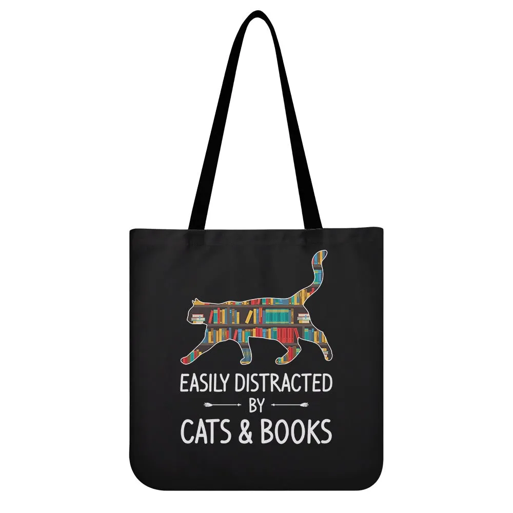 Easily Distracted By Cats And Books Book Lovers Gift TBF40