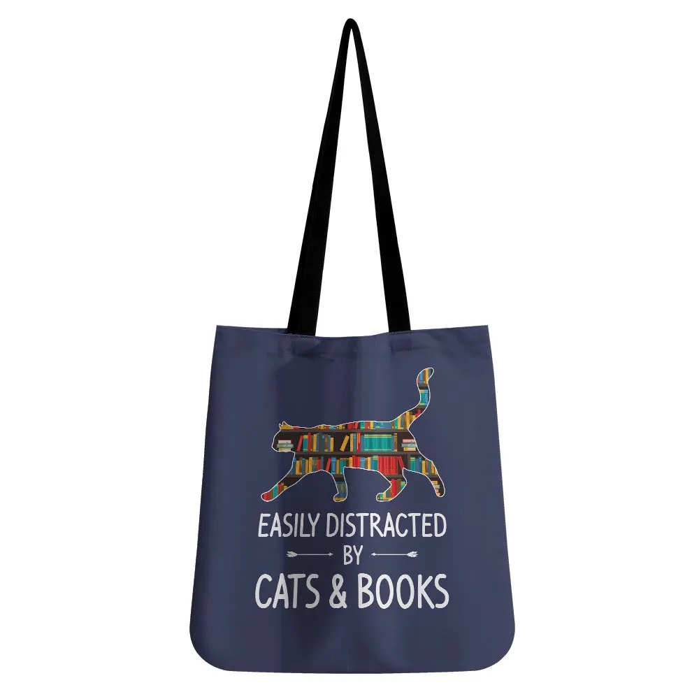 Easily Distracted By Cats And Books Book Lovers Gift TBF40