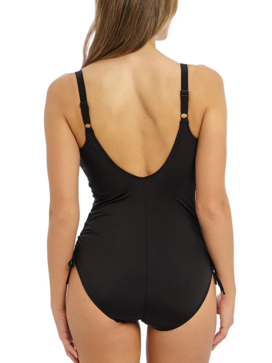 East Hampton Wrap Front Adjustable Leg Swimsuit - Black