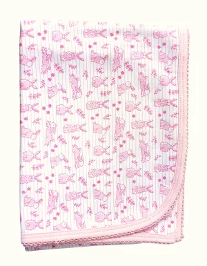 Easter Bunnies Baby Girl Pima Cotton Blanket