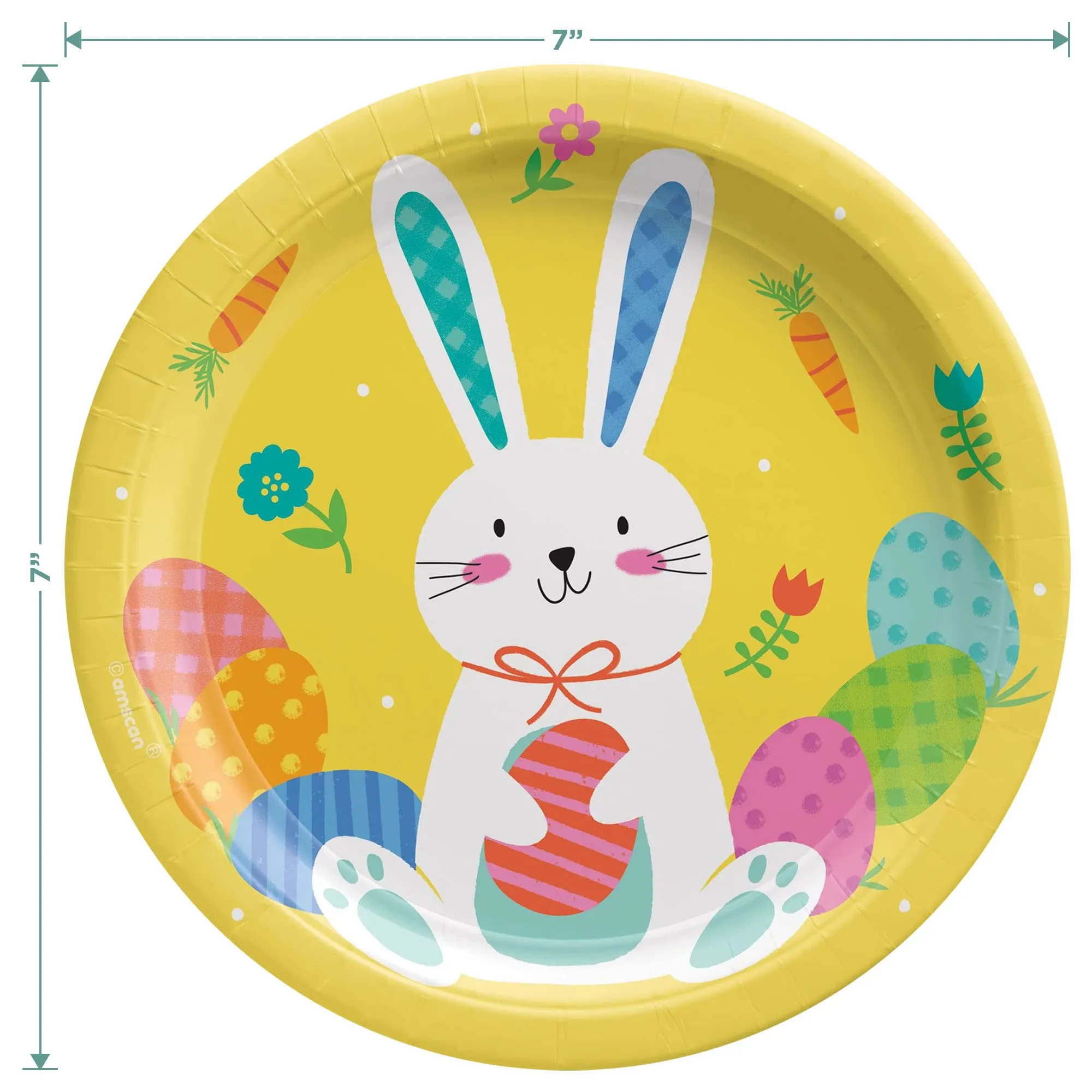 Easter Party Funny Bunny Yellow Paper Dessert Plates and Beverage Napkins (Serves 16)