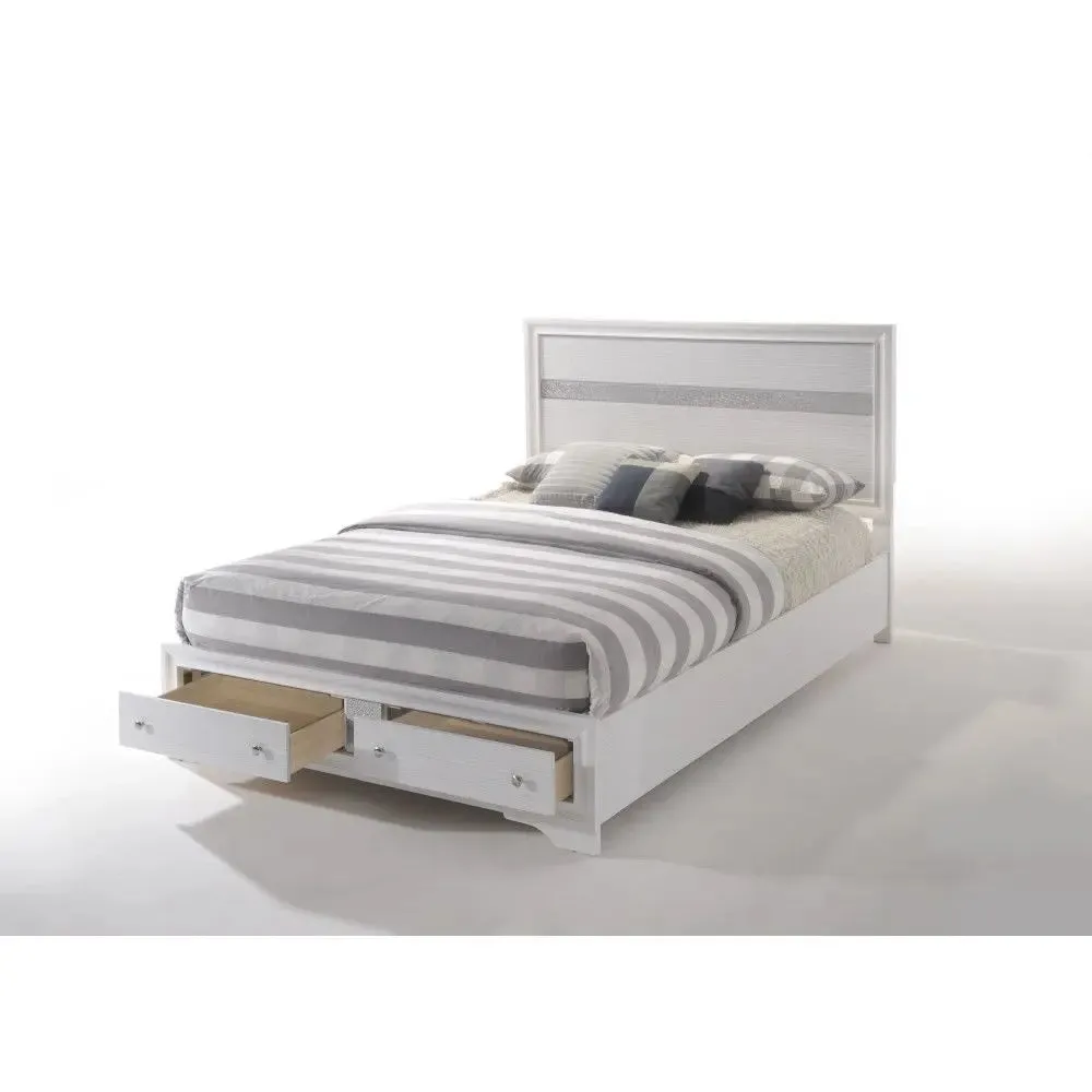 Easton King Bed w/Drawer, White