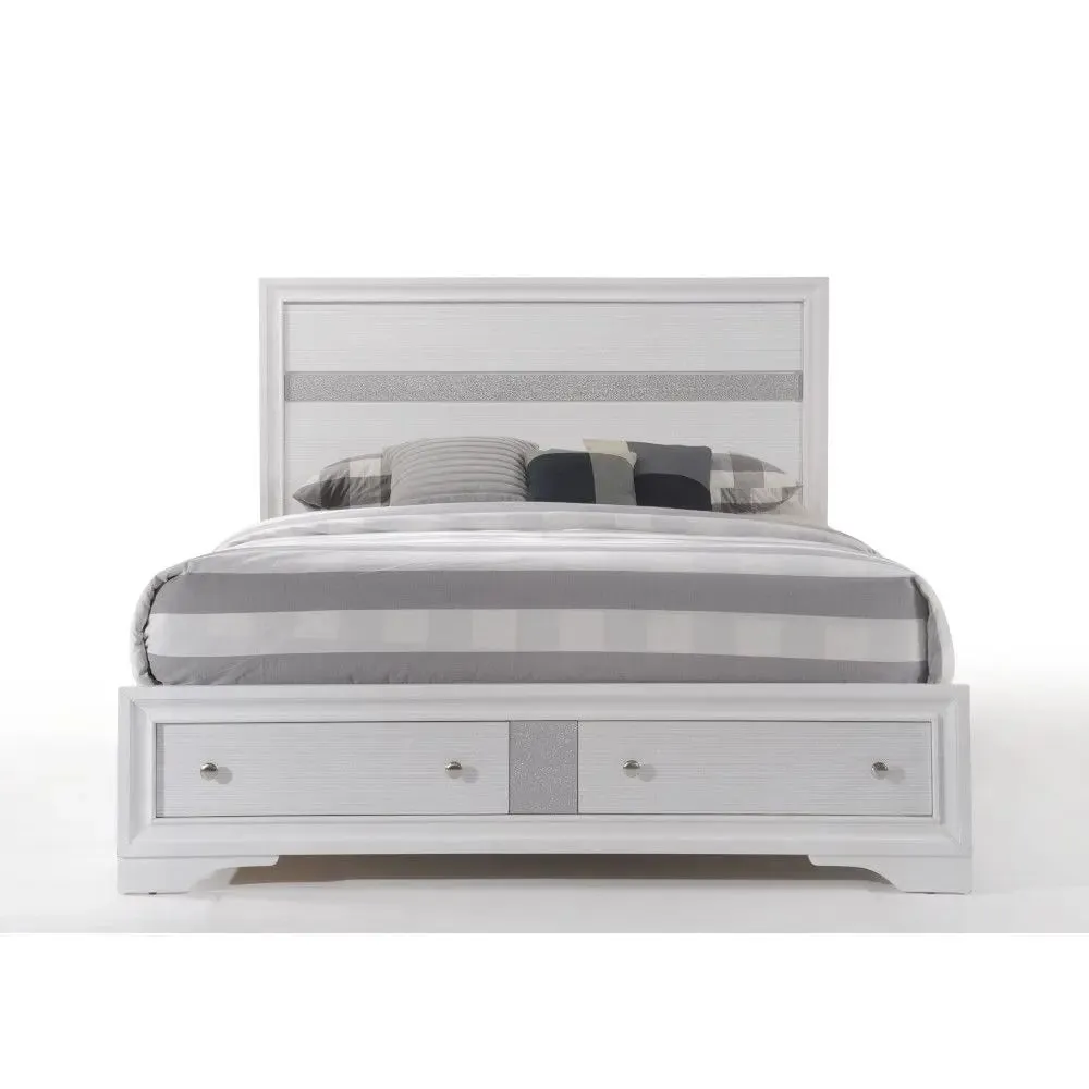 Easton King Bed w/Drawer, White