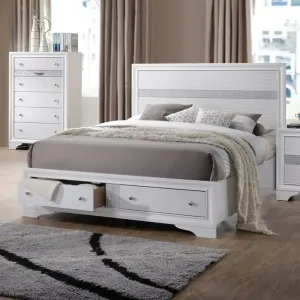 Easton King Bed w/Drawer, White