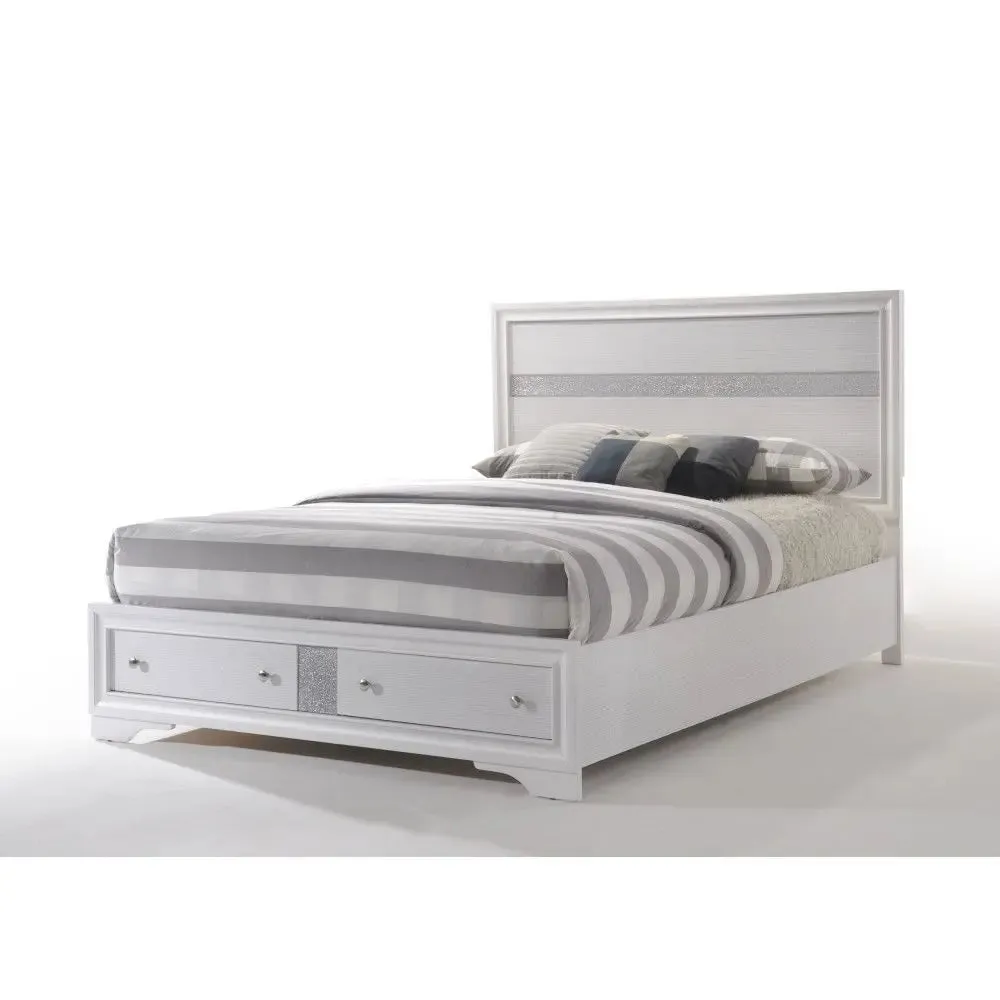 Easton King Bed w/Drawer, White