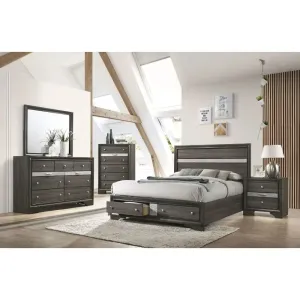 Easton Queen Bed w/Drawers, Gray