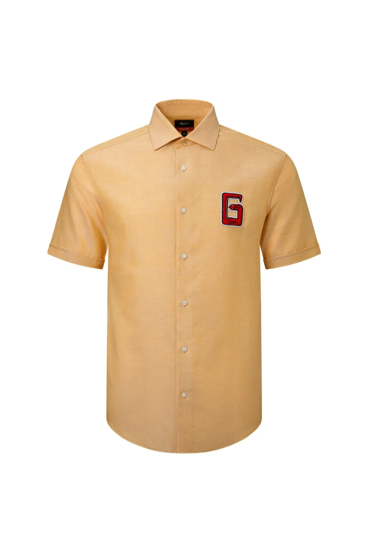 Easy Care Cotton Oxford Short Sleeve Smart Fit Casual Shirt with Logo