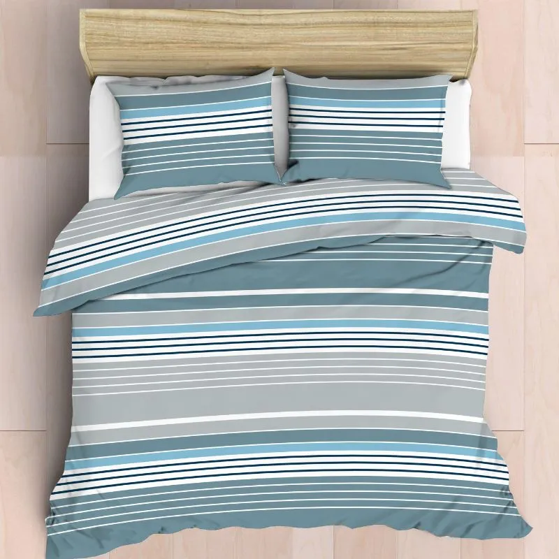 Easy Care Polycotton 144 Thread Count Duvet Cover Set - Zenith Stripe