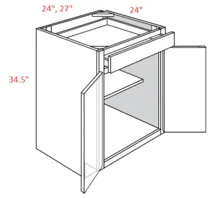 EB02-B24 Elegant Smokey Gray Assembled 24" Base Cabinet