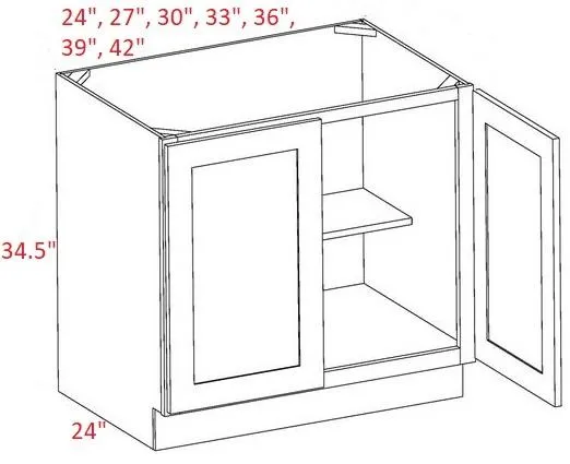 EB02-B24-FH Elegant Smokey Gray Assembled 24" Base Cabinet