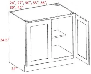 EB02-B24-FH Elegant Smokey Gray Assembled 24" Base Cabinet