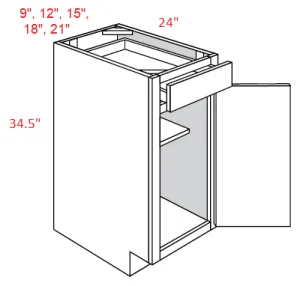 EB02-B9 Elegant Smokey Gray Assembled 9" Base Cabinet