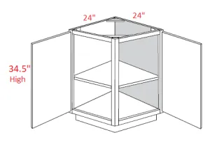 EB02-BEC24 Elegant Smokey Gray Assembled 24" Angle Base Cabinet