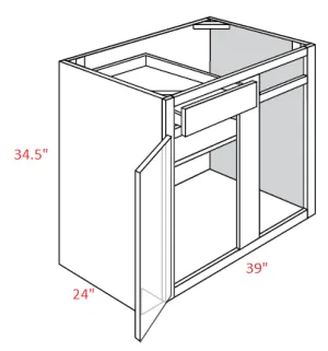 EB02-BLB39/42 Elegant Smokey Gray Assembled Corner Base Cabinet