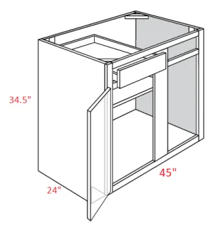 EB02-BLB45/48 Elegant Smokey Gray Assembled Corner Base Cabinet