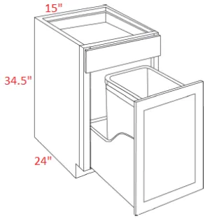 EB02-BWBK15 Elegant Smokey Gray Assembled 15" Trash Base Cabinet