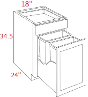 EB02-BWBK18 Elegant Smokey Gray Assembled 18" Trash Base Cabinet