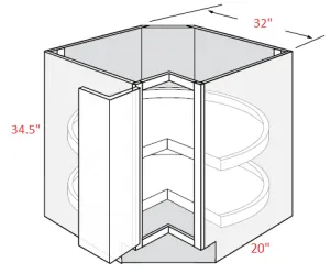 EB02-CAR36 Elegant Smokey Gray Assembled 36" Corner Base Cabinet