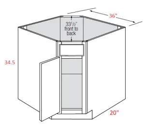 EB02-CSB36 Elegant Smokey Gray Assembled 36" Corner Sink Base Cabinet