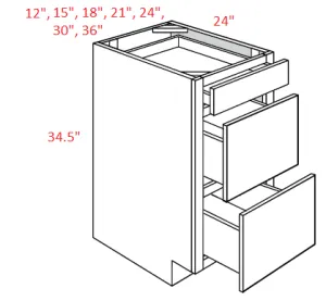 EB02-DB12 Elegant Smokey Gray Assembled 12" Drawer Base Cabinet