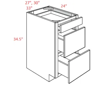 EB02-DB27 Elegant Smokey Gray Assembled 27" Drawer Base Cabinet