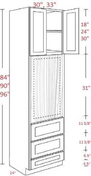 EB02-OV3084 Elegant Smokey Gray Assembled Single 30x84 Oven Cabinet