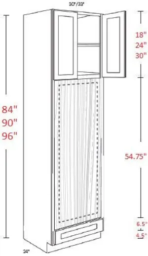 EB02-OVD3084 Elegant Smokey Gray Assembled Double 30x84 Oven Cabinet