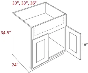 EB02-SB30-FS Elegant Smokey Gray Assembled 30" Farm Sink Base Cabinet