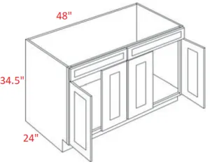 EB02-SB48 Elegant Smokey Gray Assembled 48" Base Cabinet