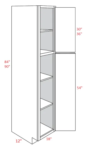 EB02-UC1812X90 Elegant Smokey Gray Assembled 18x90x12 Pantry Cabinet