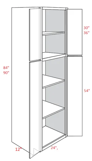 EB02-UC2412X90 Elegant Smokey Gray Assembled 24x90x12 Pantry Cabinet