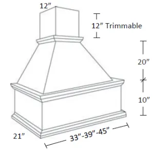 EB02-WHP30/33 Elegant Smokey Gray Decorative Straight Hood