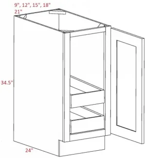 EB10-B12-POS2-FH Elegant White Assembled 12" Base Cabinet With Roll Outs