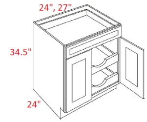 EB10-B24-POS2 Elegant White Assembled 24" Base Cabinet With Roll Outs