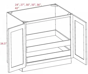 EB10-B24-POS2-FH Elegant White Assembled 24" Base Cabinet With Roll Outs