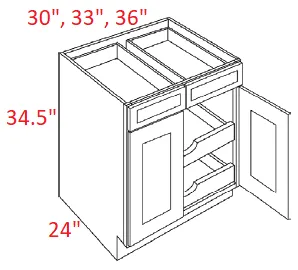 EB10-B30-POS2 Elegant White Assembled 30" Base Cabinet With Roll Outs