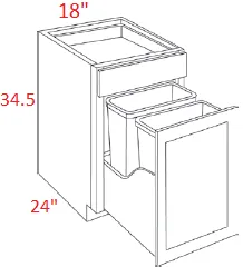 EB10-BWBK18 Elegant White Assembled 18" Trash Base Cabinet