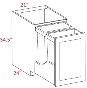 EB10-BWBK21-FH Elegant White Assembled 21" Trash Base Cabinet