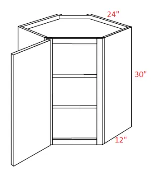 EB10-CW2430 Elegant White Assembled 24x30 Wall Diagonal Corner Cabinet